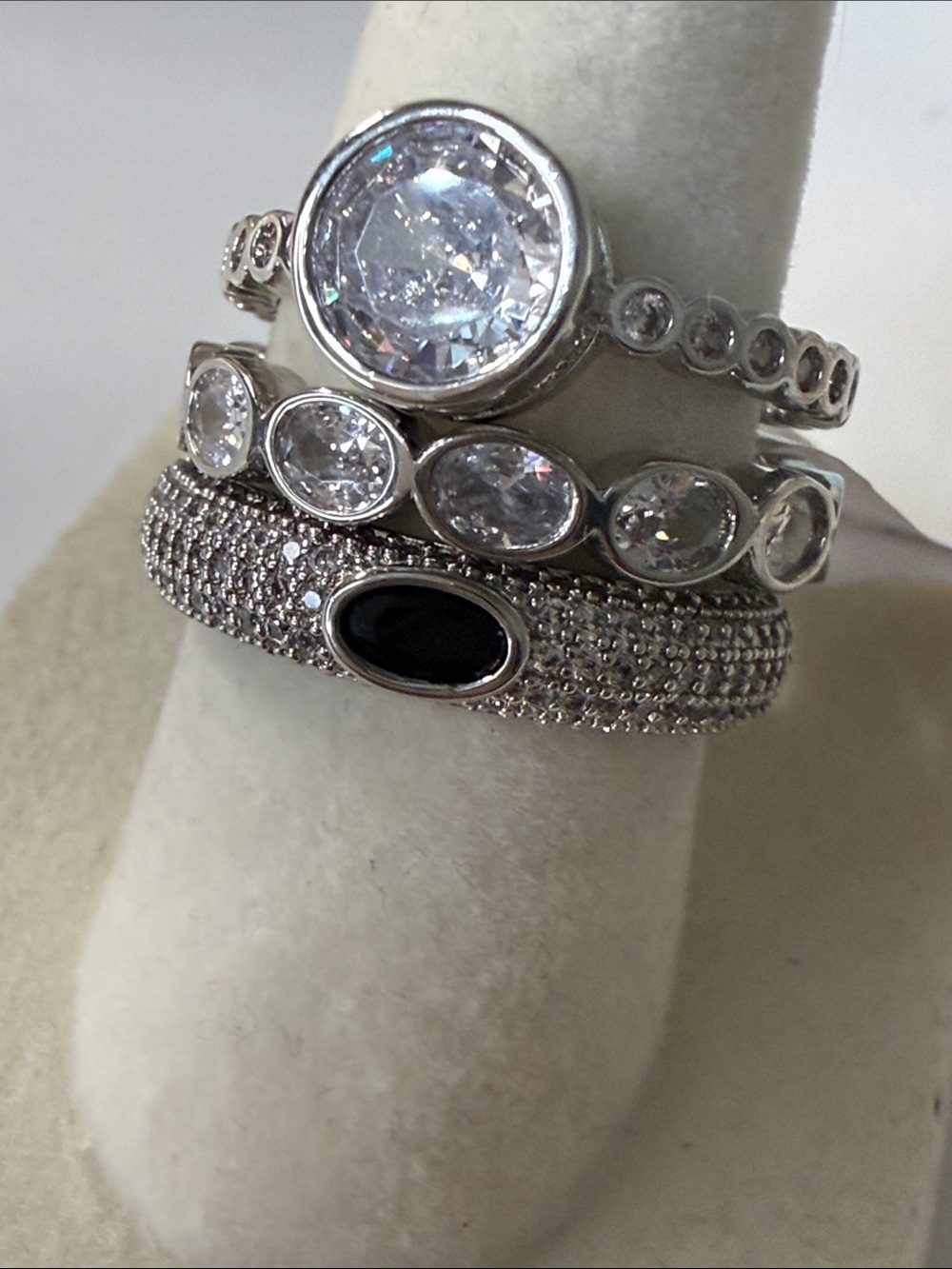 Bundle!! Silver CZ Stackable Rings - Women Jewelry
